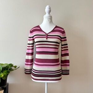 Striped Pink and Brown Sweater